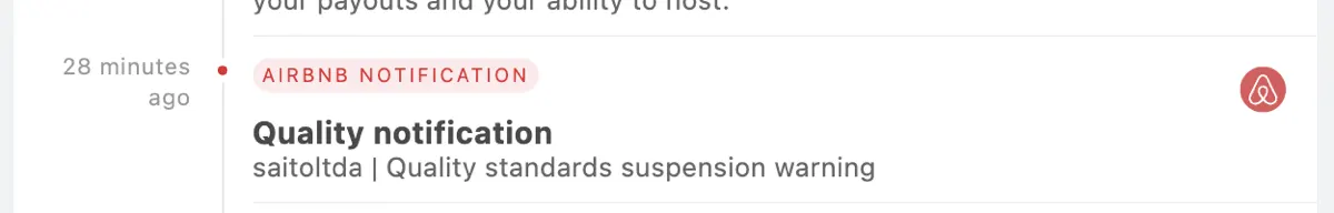Examples of quality and issue-related notifications