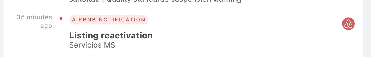 Example of a Listing Reactivation notification